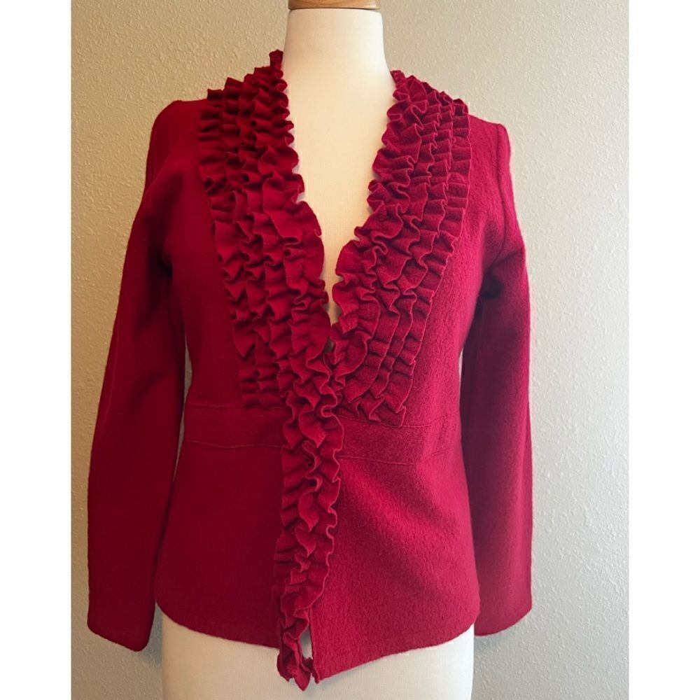Alfani 100% Wool Red Cardigan